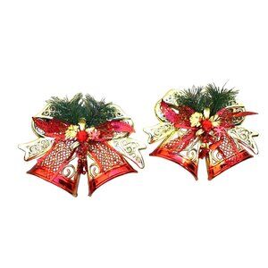 SET OF 2- 6" GOLD BELLS CHRISTMAS TREE ORNAMENTS